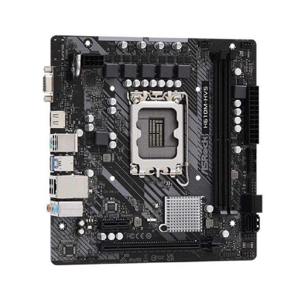 Placa Mãe ASRock H610M-HVS, Chipset H610, Intel LGA 1700, mATX, DDR4