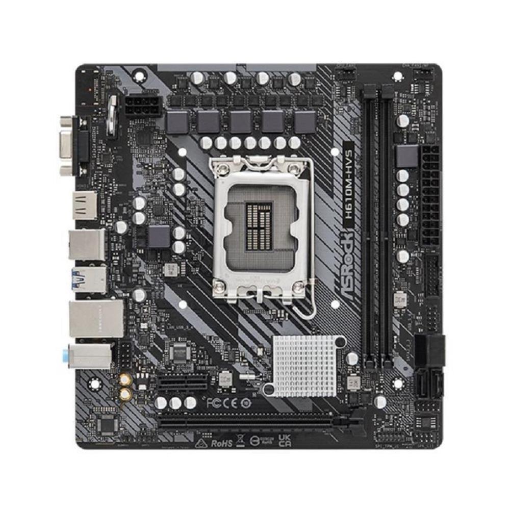Placa Mãe ASRock H610M-HVS, Chipset H610, Intel LGA 1700, mATX, DDR4
