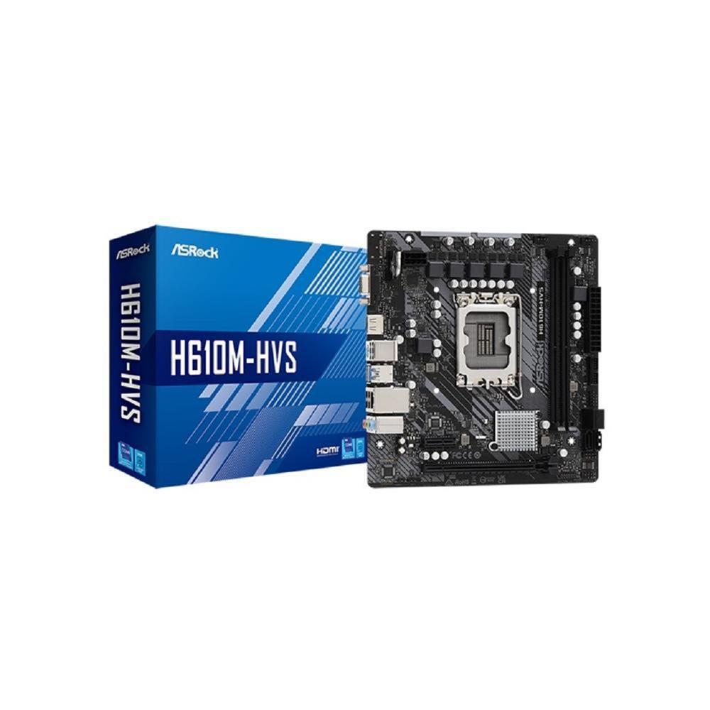 Placa Mãe ASRock H610M-HVS, Chipset H610, Intel LGA 1700, mATX, DDR4