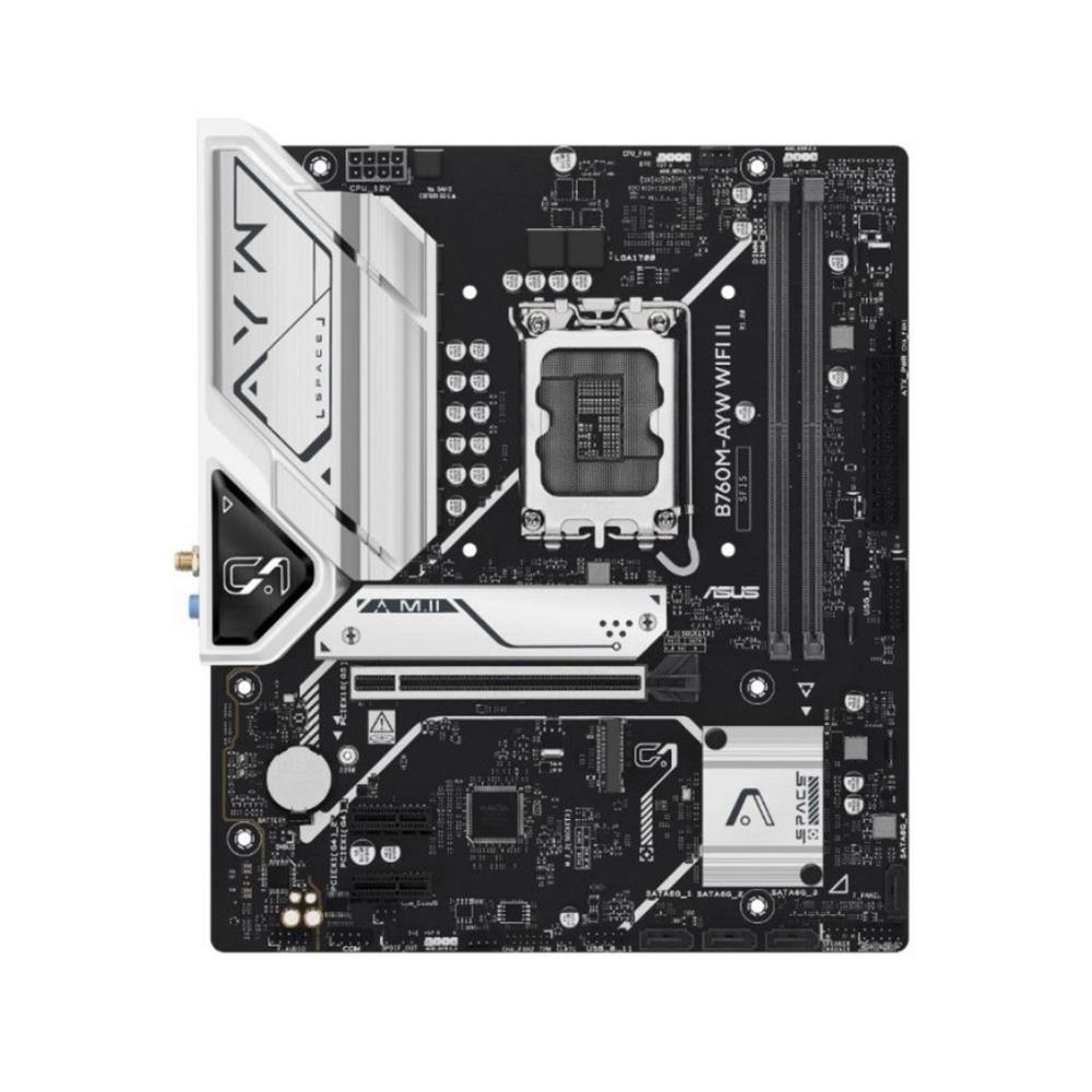Placa-mãe ASUS B760M-AYW WIFI II, Intel LGA1700, DDR5, Micro-ATX, Preto
