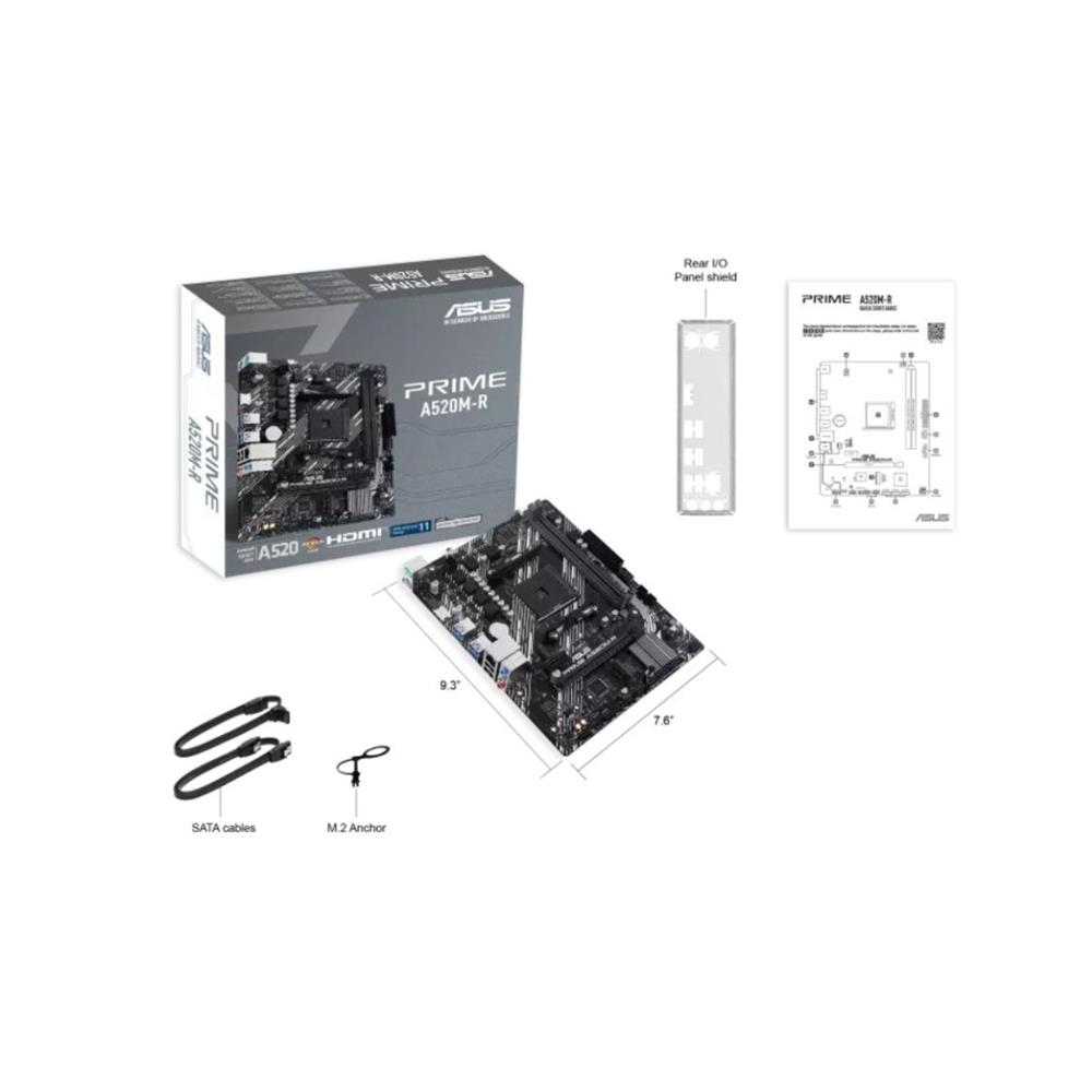 Placa mãe ASUS PRIME A520M-R, AM4, DDR4, M.2, Chipset A520, PCIe, HDMI - 90MB1H60-M0EAY0