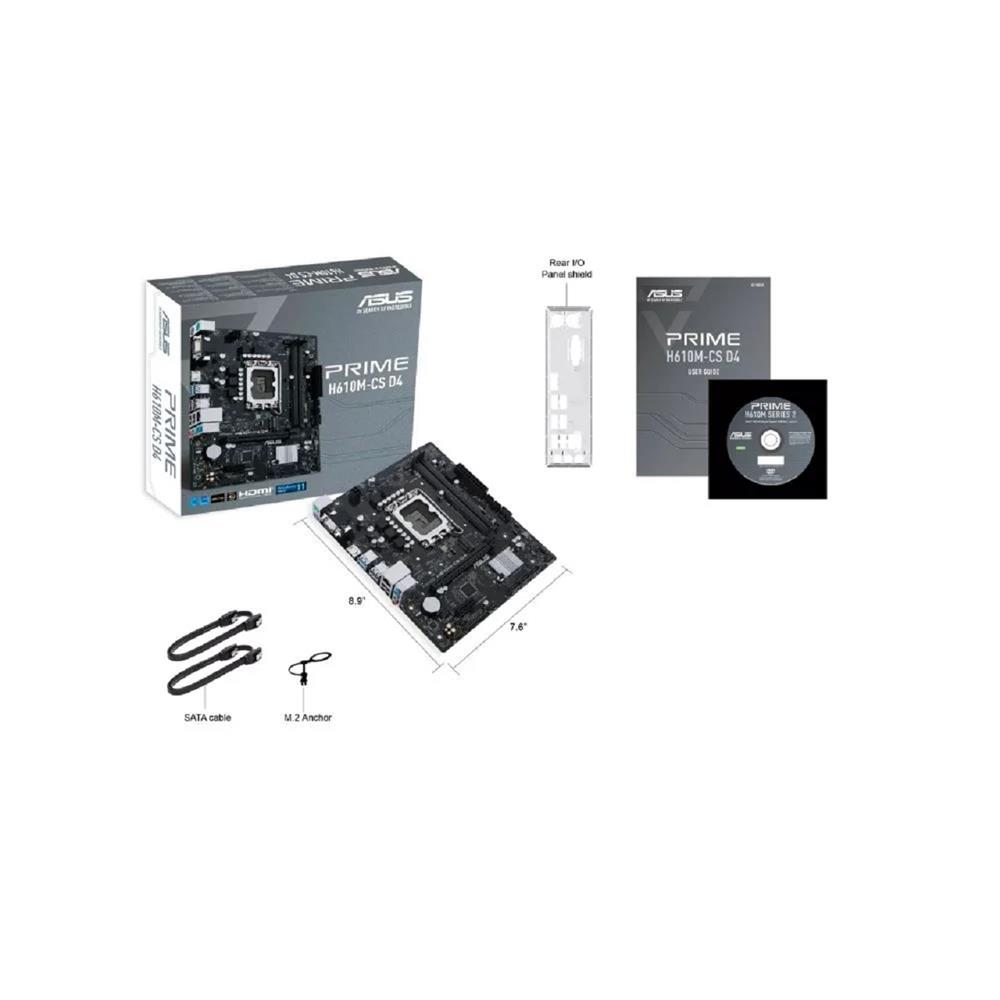Placa Mãe Asus Prime H610M-CS D4 1700, Chipset H610, mATX, DDR4, 3200Mhz, PCIe, M.2,Preto