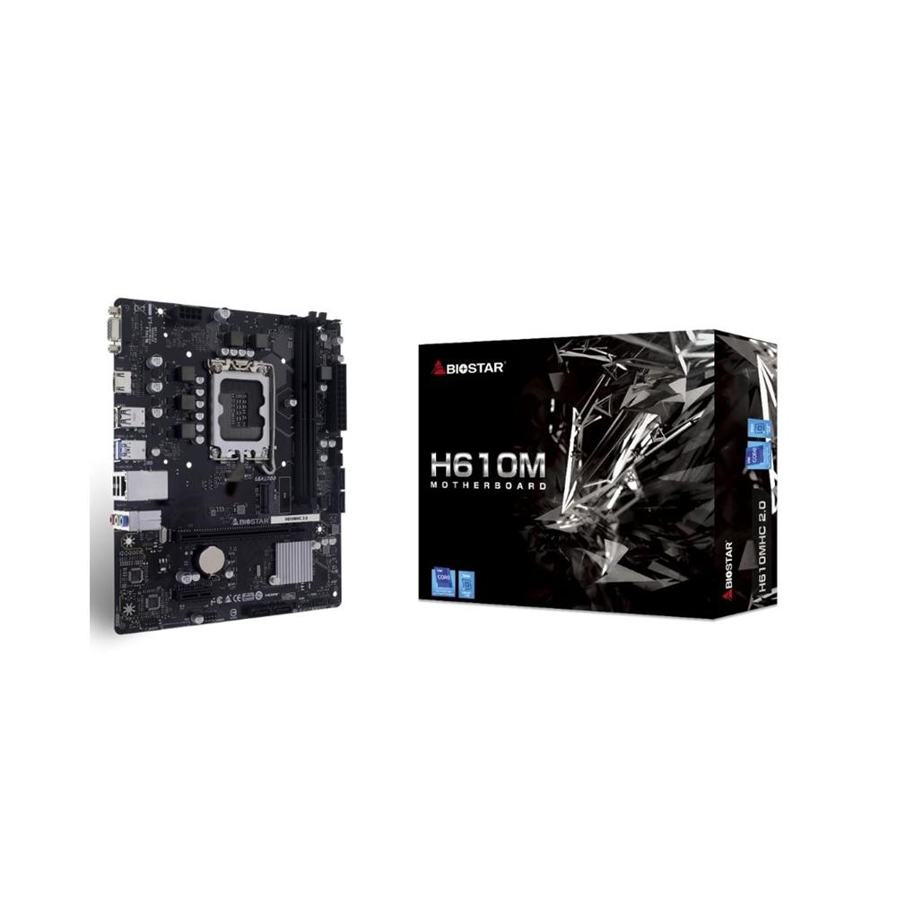 Placa Mãe Biostar H610MH 2.0, Chipset H610, Intel LGA 1700, MATX, DDR4
