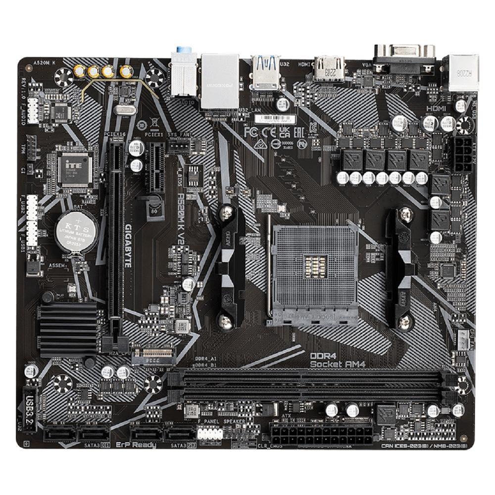 Placa Mãe Gigabyte A520M K V2, Chipset A520, AMD AM4, mATX, DDR4