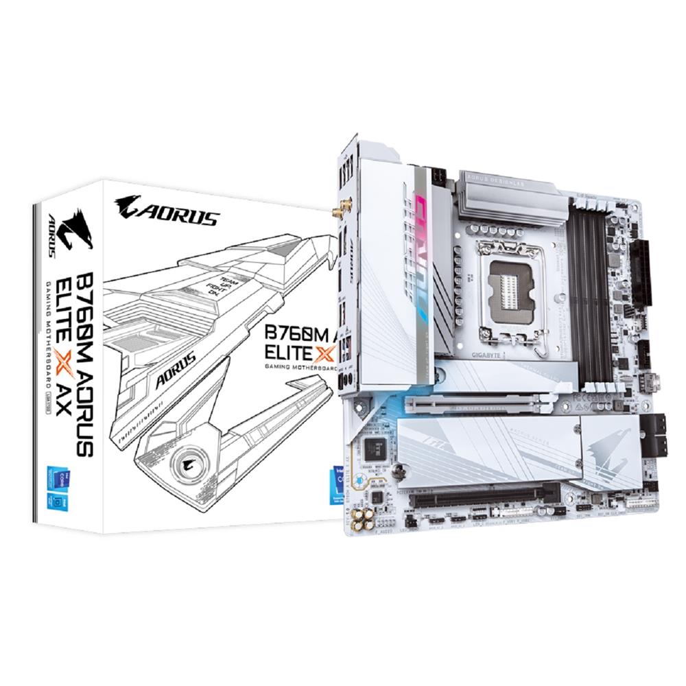 Placa Mãe Gigabyte B760M Aorus Elite X AX, Chipset B760, Intel LGA 1700, mATX, DDR5
