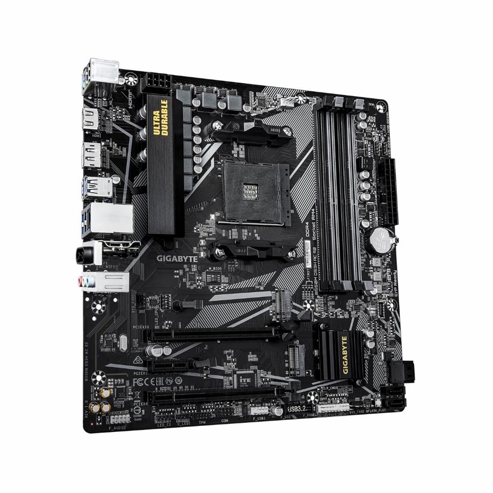 PLACA MÃE GIGABYTE B550M DS3H AC R2,Chipset AMD B550, AMD AM4, MATX, DDR4
