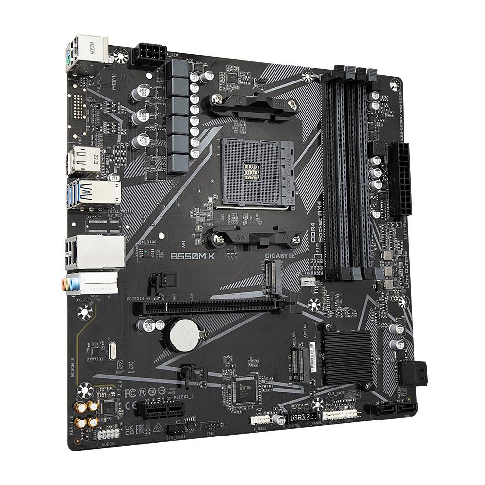 Placa Mãe Gigabyte B550M K, Chipset B550, AMD AM4, mATX, DDR4