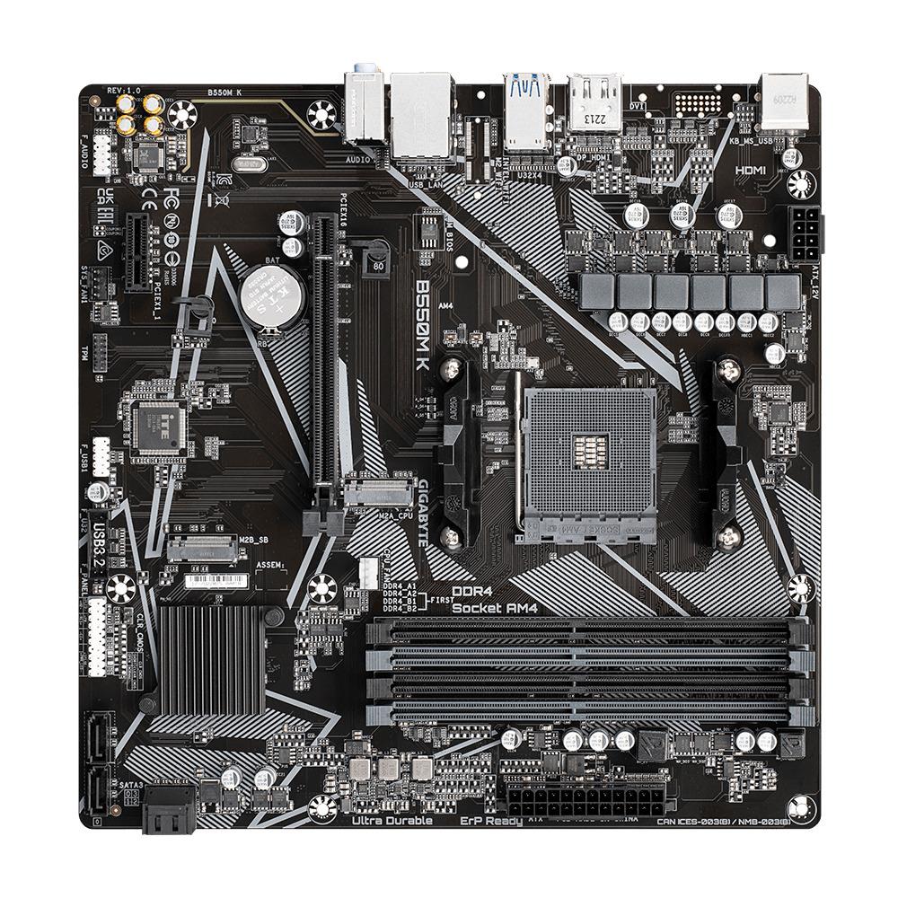 Placa Mãe Gigabyte B550M K, Chipset B550, AMD AM4, mATX, DDR4