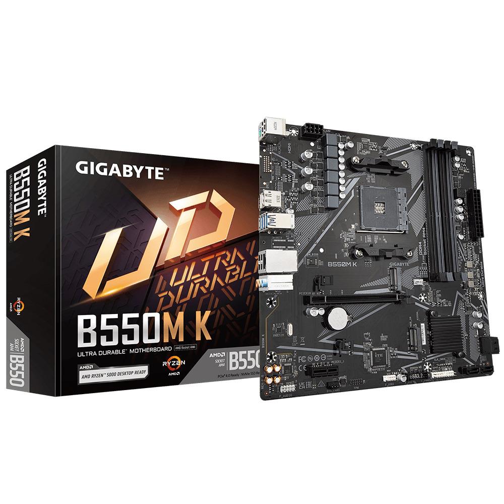 Placa Mãe Gigabyte B550M K, Chipset B550, AMD AM4, mATX, DDR4