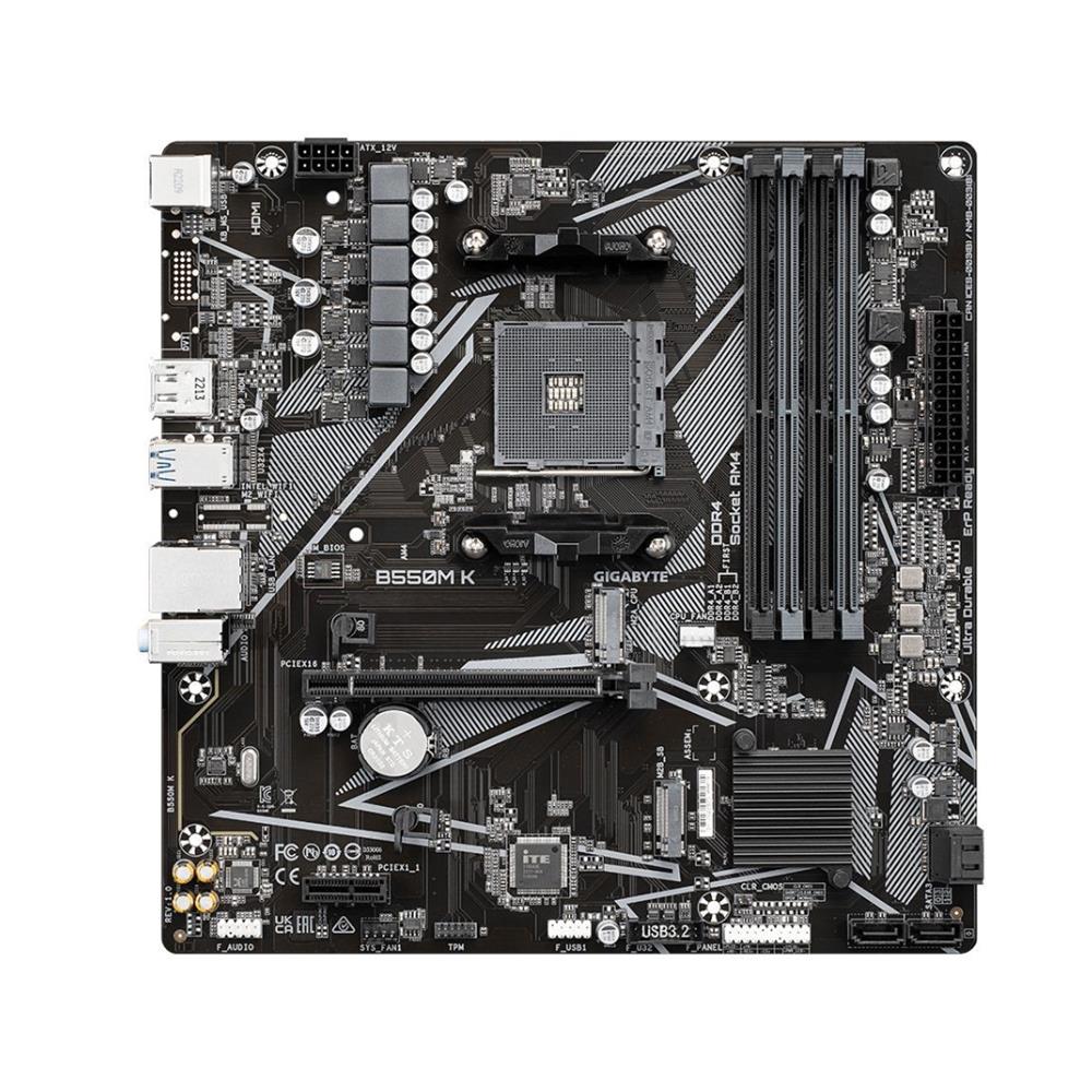 Placa Mãe Gigabyte B550M K, Chipset B550, AMD AM4, mATX, DDR4
