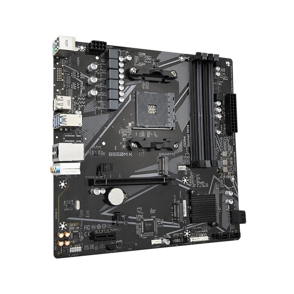 Placa Mãe Gigabyte B550M K, Chipset B550, AMD AM4, mATX, DDR4