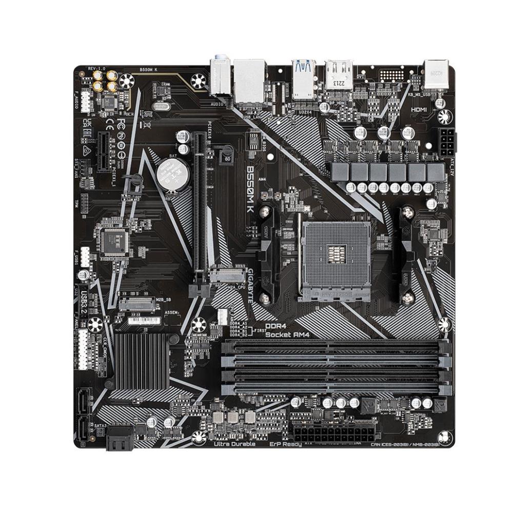 Placa Mãe Gigabyte B550M K, Chipset B550, AMD AM4, mATX, DDR4