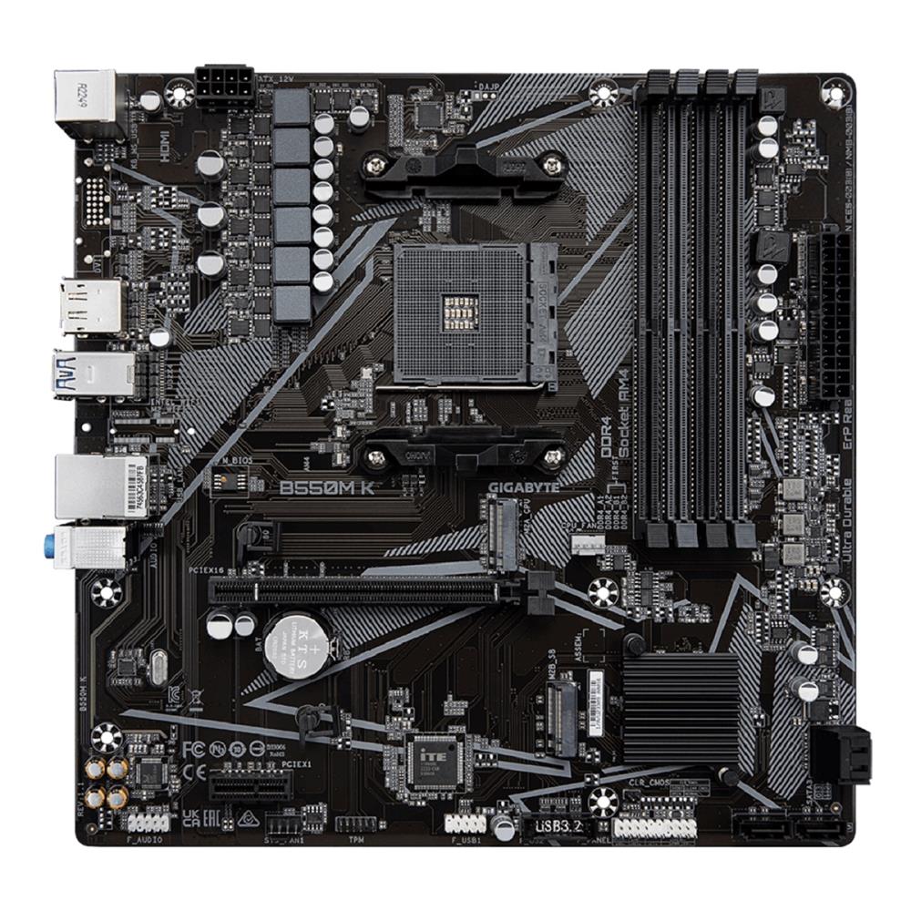 Placa Mãe Gigabyte B550M K, Chipset B550, AMD AM4, mATX, DDR4