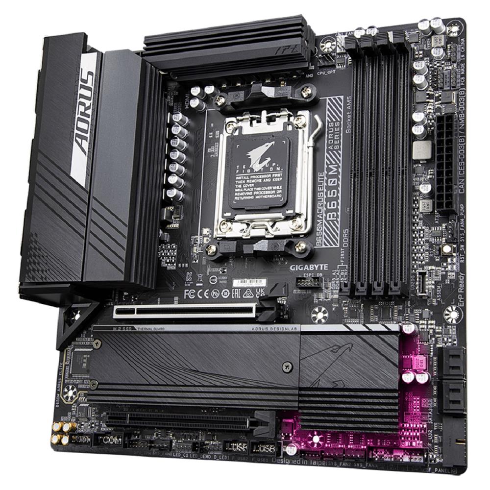 Placa Mãe Gigabyte B650M Aorus Elite, Chipset B650, AMD AM5, mATX, DDR5
