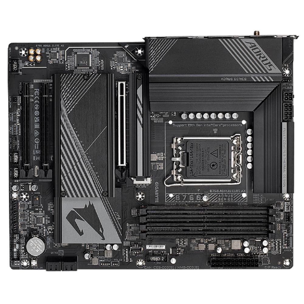 Placa Mãe Gigabyte B760 Aorus Elite AX, Wi-Fi, Chipset B760, Intel LGA 1700, ATX, DDR5
