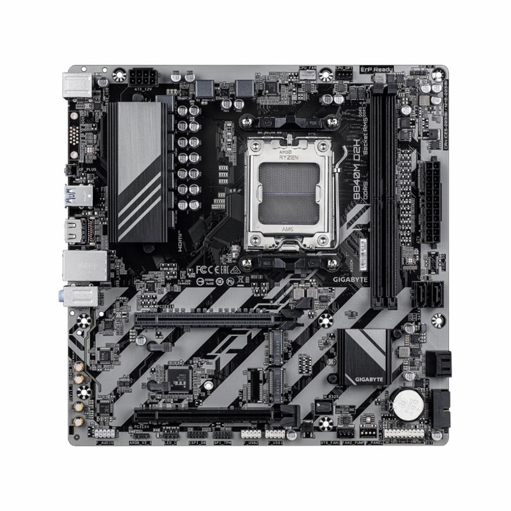 Placa-Mãe GIGABYTE B840M D2H, Chipset B840, AMD AM5, MATX, DDR5, Cinza