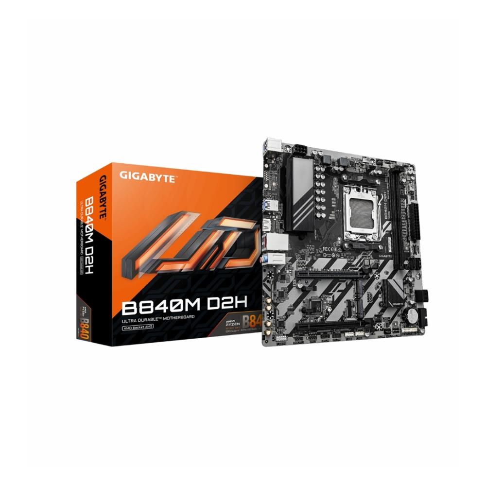 Placa-Mãe GIGABYTE B840M D2H, Chipset B840, AMD AM5, MATX, DDR5, Cinza