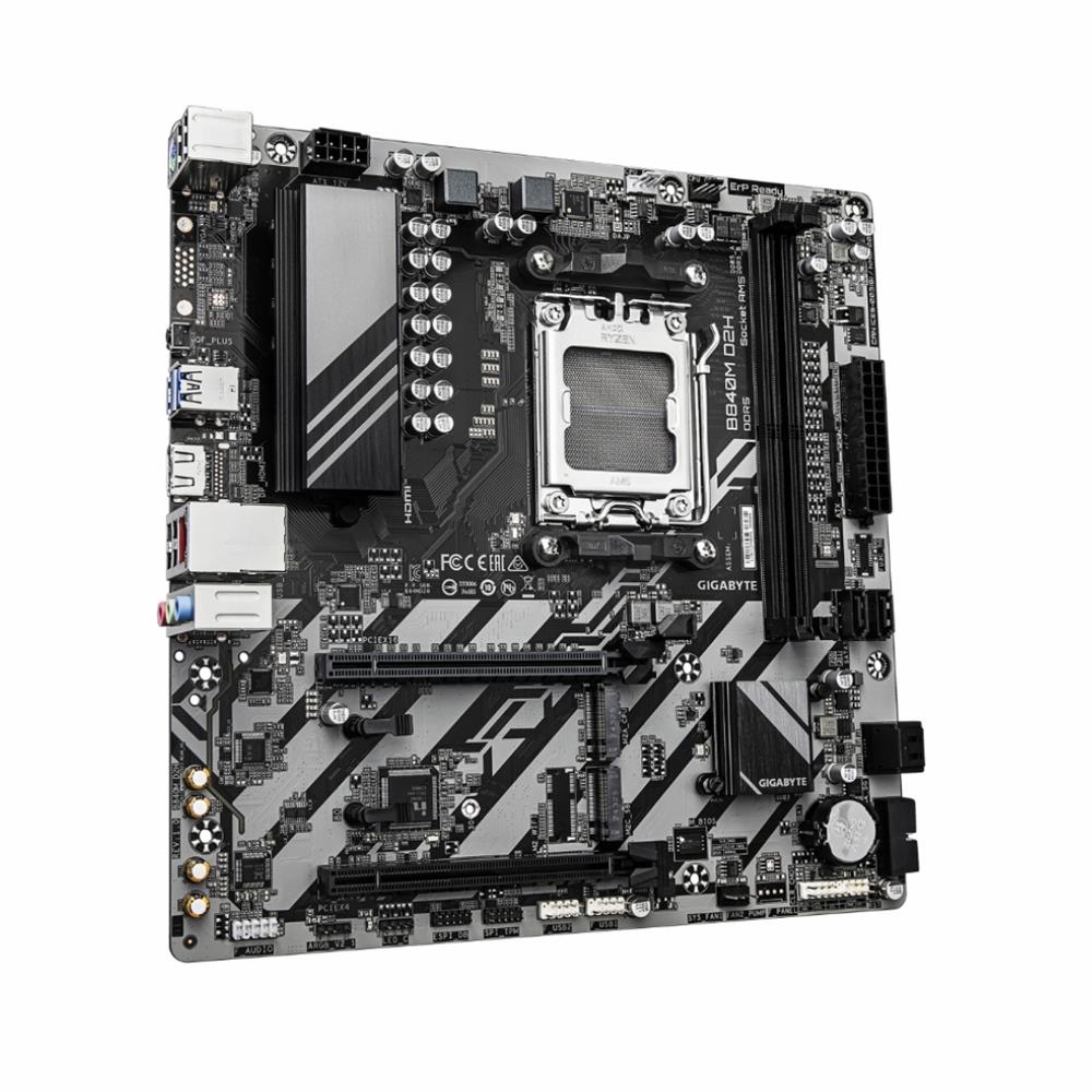 Placa-Mãe GIGABYTE B840M D2H, Chipset B840, AMD AM5, MATX, DDR5, Cinza