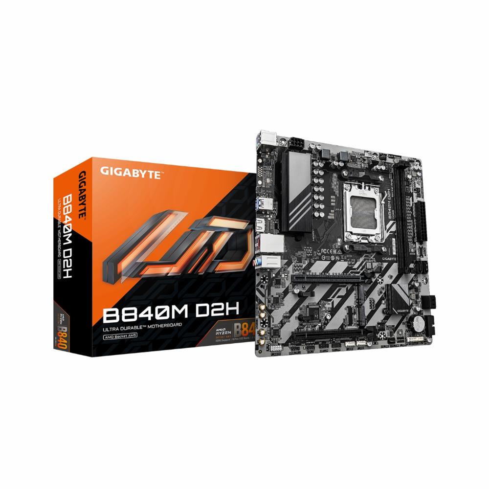 PLACA MÃE GIGABYTE B840M D2H, CHIPSET B840, AMD AM5, MATX, DDR5