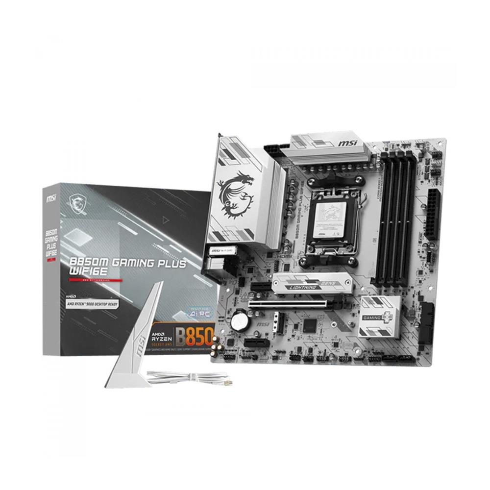 Placa Mãe MSI B850M Gaming Plus WiFi6E, AMD AM5, DDR5, Micro-ATX, Bluetooth 5.3, PCIe 4.0, M.2 Gen5