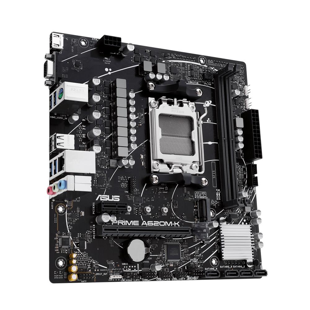 Placa Mãe Asus Prime A620M-K, Chipset A620, AMD AM5, MATX, DDR5, 90MB1F40-M0EAY0
