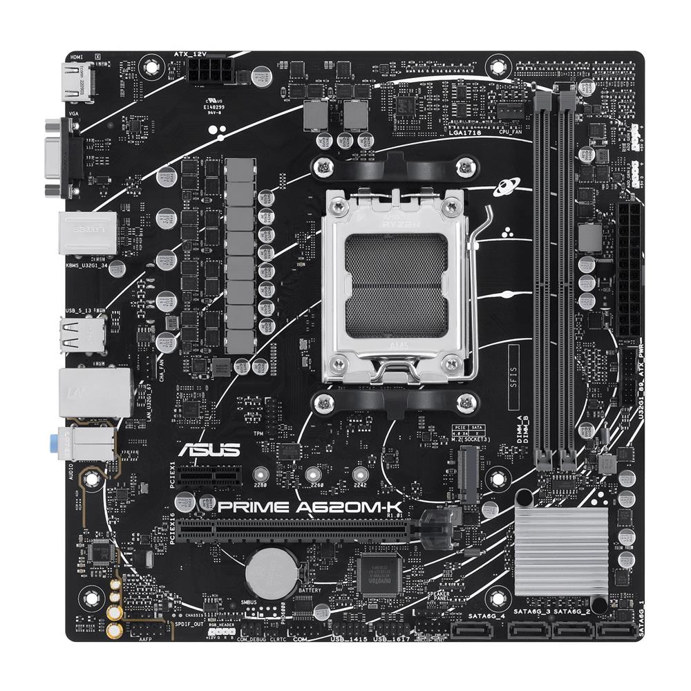 Placa Mãe Asus Prime A620M-K, Chipset A620, AMD AM5, MATX, DDR5, 90MB1F40-M0EAY0
