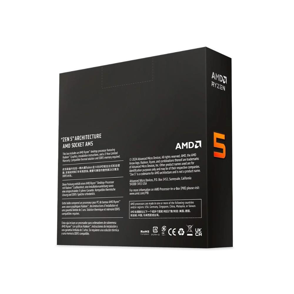 Processador AMD Ryzen 5 9600, 6 Núcleos, 12 Threads, até 5.2GHz, Cooler Incluso, Socket AM5