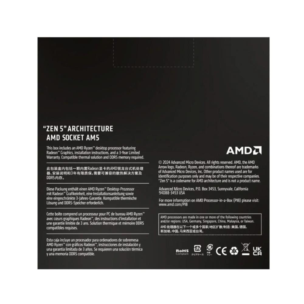 Processador AMD Ryzen 5 9600, 6 Núcleos, 12 Threads, até 5.2GHz, Cooler Incluso, Socket AM5