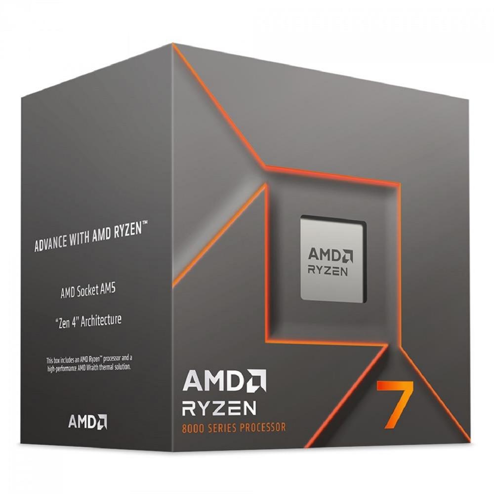 Processador AMD Ryzen 7 8700F, 4.1GHz (5.0GHz Turbo), 8-Cores 16-Threads, AM5, Com Cooler, 100-100001590BOX
