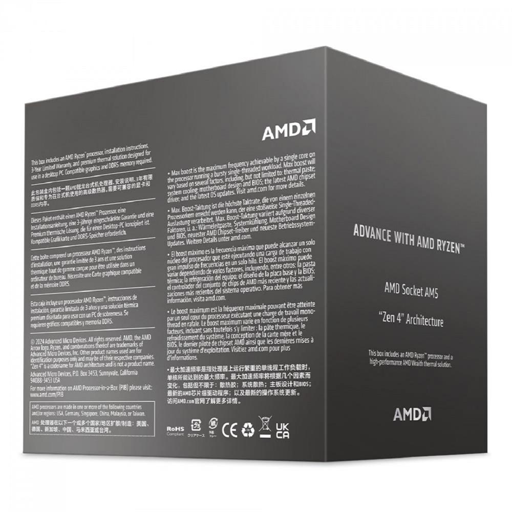 Processador AMD Ryzen 7 8700F, 4.1GHz (5.0GHz Turbo), 8-Cores 16-Threads, AM5, Com Cooler, 100-100001590BOX
