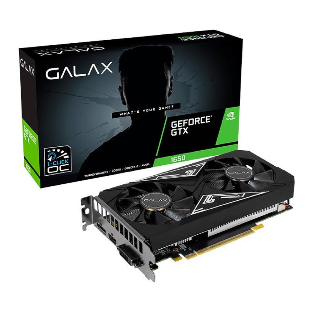 Placa de Vídeo Galax GeForce GTX 1650 EX Plus (1-Click OC), 4GB, GDRR6, 128-Bit, Preto