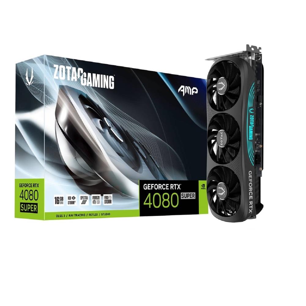 Placa de Vídeo Zotac GeForce RTX 4080 Super AMP, 16GB GDDR6X, 256-Bit, Preto, ZT-D40820F-10P