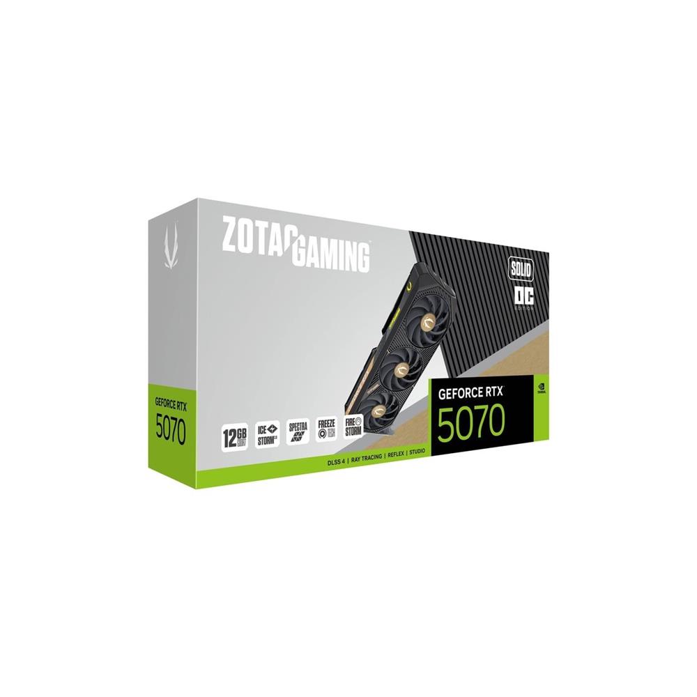 Placa de Vídeo Zotac GeForce RTX 5070 Solid OC, 12GB GDDR7, 192-Bits, DLSS4, ZT-B50700J-10P
