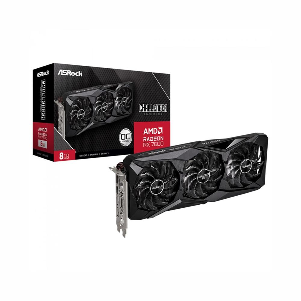 Placa de Vídeo AsRock AMD Radeon RX 7600 Challenger Pro OC, 8GB, GDDR6, FSR, Ray Tracing, Preto 
