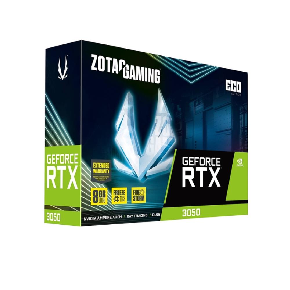 Placa de Vídeo Zotac RTX 3050 ECO, 8GB, GDDR6, 128 BITS, DisplayPort, HDMI, HDCP, Preto