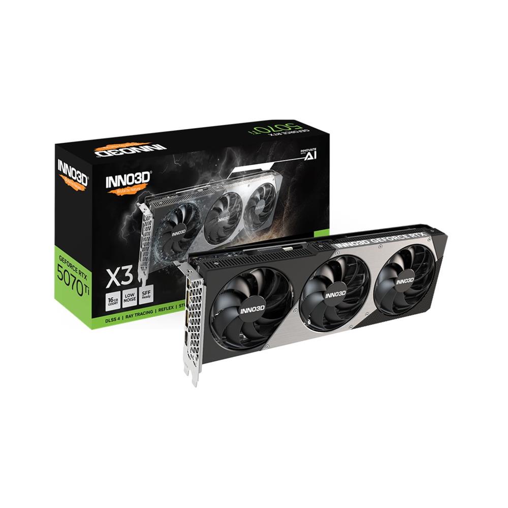 Placa De Vídeo INNO3D Geforce RTX5070 TI X3, 16GB, GDDR7, 256bits, DLSS 4, N507T3-16D7-176068N