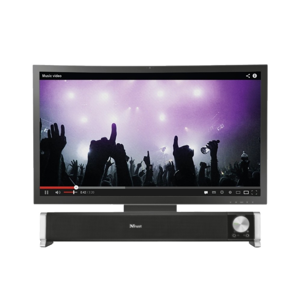 Soundbar Trust Asto, 6W RMS, 3.5mm, USB, Controle de Volume, Preto