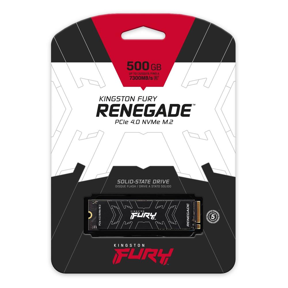 SSD Kingston Fury Renegade, 512GB, M.2 NVMe 2280, Leitura 7300MB/s e Gravação 3900MB/s