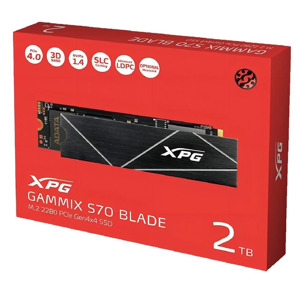 SSD XPG S70 Blade 2TB, M.2 NVMe 2280, 3D NAND, Leitura 7400MB/s e Gravação 6400MB/s