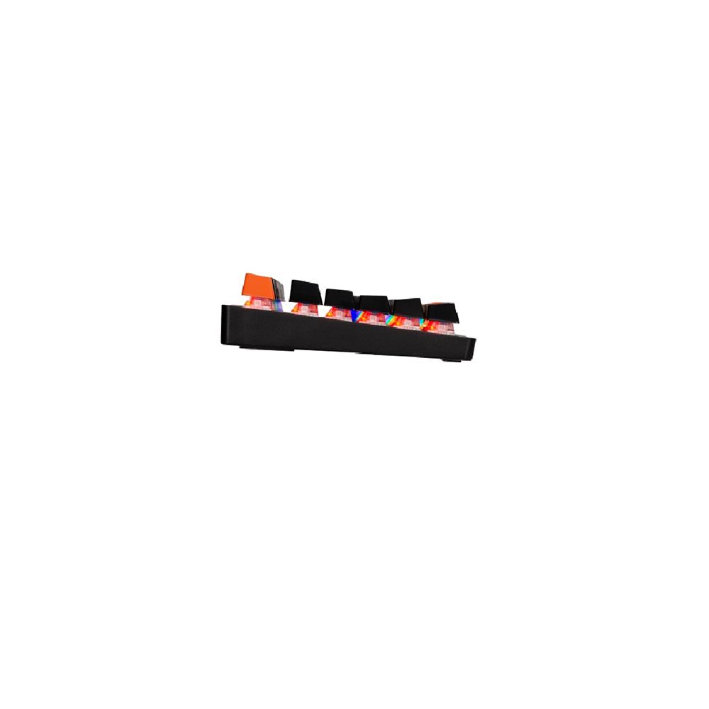 Teclado Mecânico Gamer New Hero Commander TKL, Rainbow, Switch Blue, ABNT2, USB, Preto e Laranja