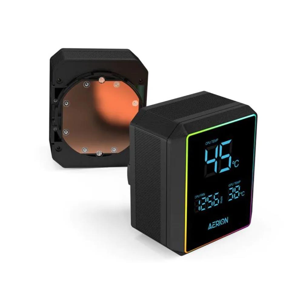 Water Cooler Aerion, Aeris 240mm, Display Digital, Radiador 240mm, ARGB, Preto